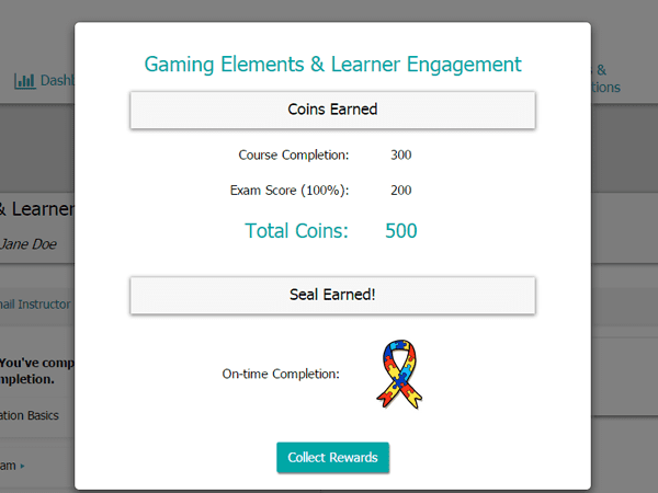 Relias LMS gaming elements screen