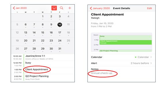 scheduling client appointments screenshot