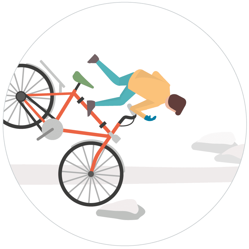illustration of a man falling off a bike