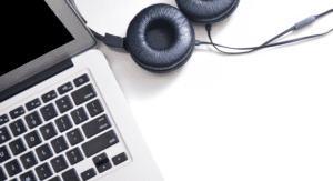 Computer and headphones