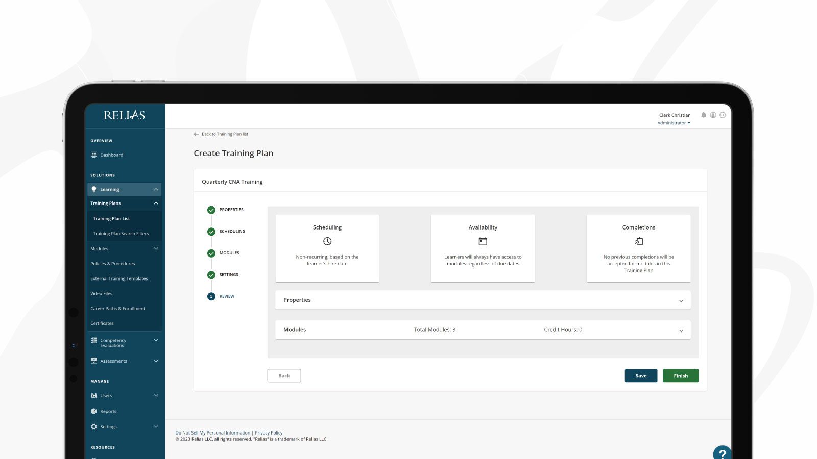 Relias LMS screenshot