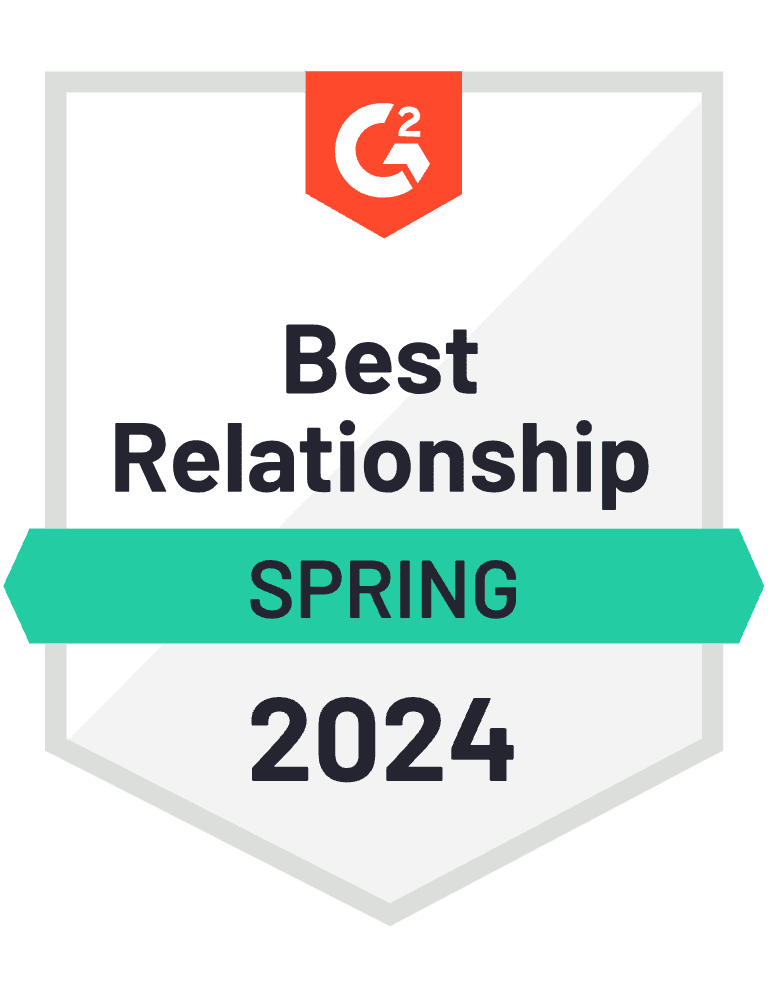 G2 Best Relationship Spring 2024 award badge