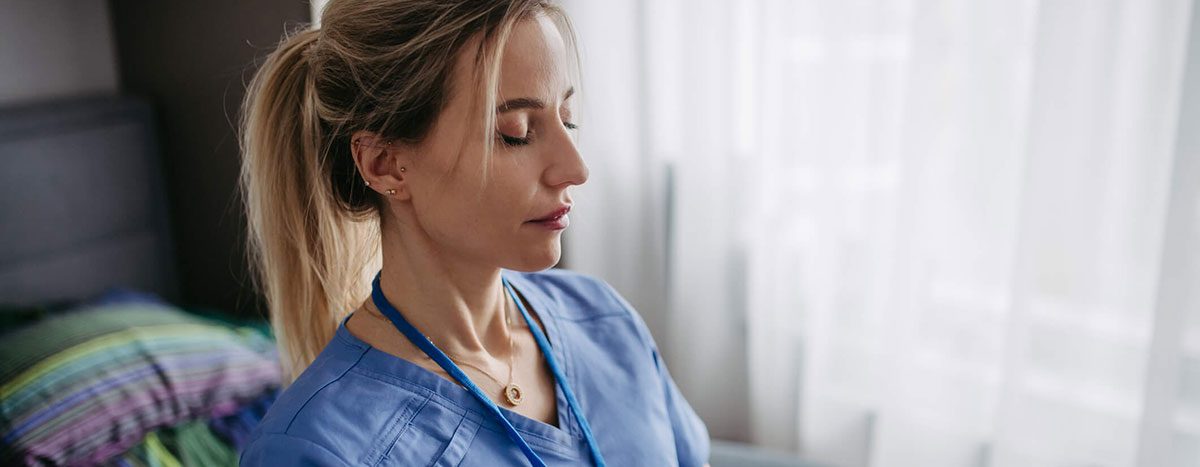 A nurse meditates