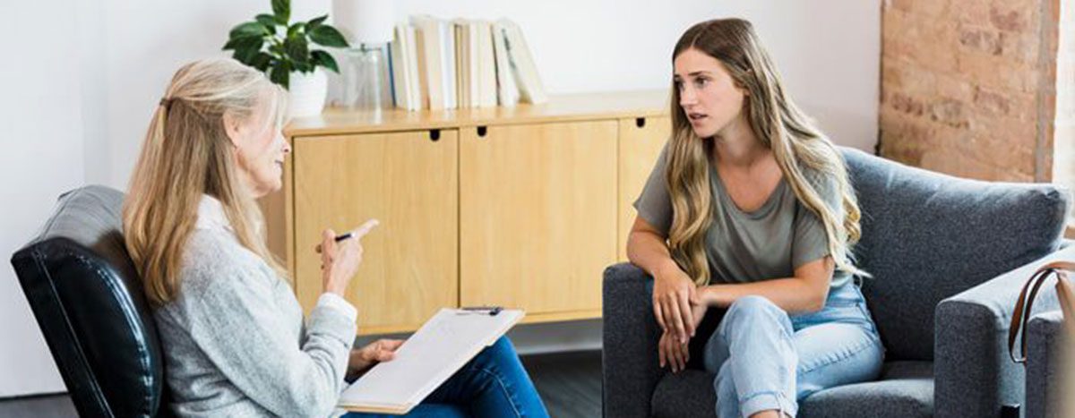 A therapist in a client session